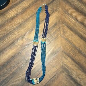 Multi Strand Seed and Bugle Bead Necklace with Lobster Claw Clasp